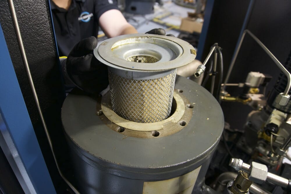 Carefully maintaining an air-oil separator is an important safety task.