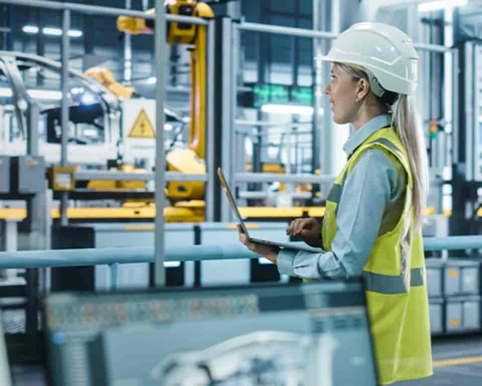 female engineer overseeing manufacturing process