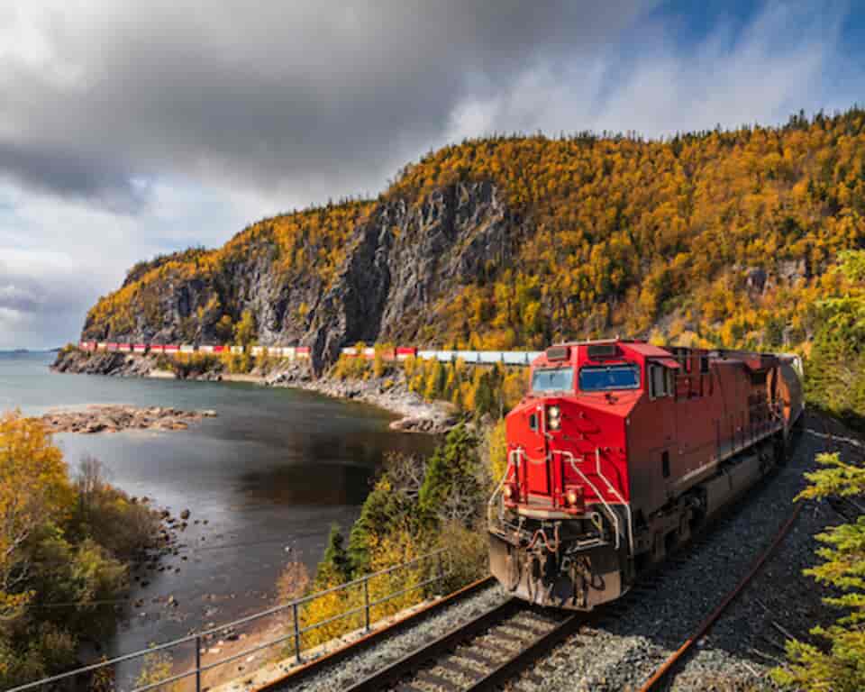 red freight train